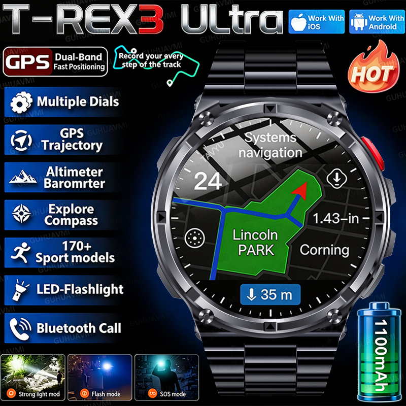 Gps Running Watch - 2026 New T-Rex3 Pro 1100mAh Battery