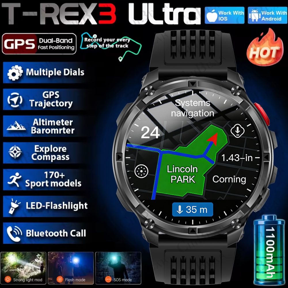 Gps Running Watch - 2026 New T-Rex3 Pro 1100mAh Battery