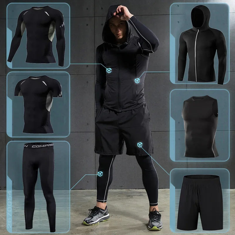 Men Running Sets Gym Tight Spo - Running Jogging Gear avis et prix