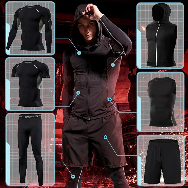 Men Running Sets Gym Tight Spo - Running Jogging Gear avis et prix